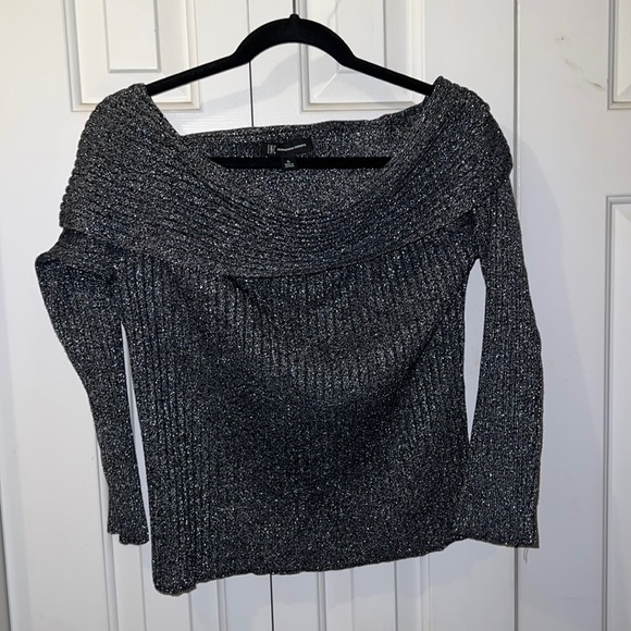 INC off the shoulder sweater in black and silver. XL - Picture 1 of 4
